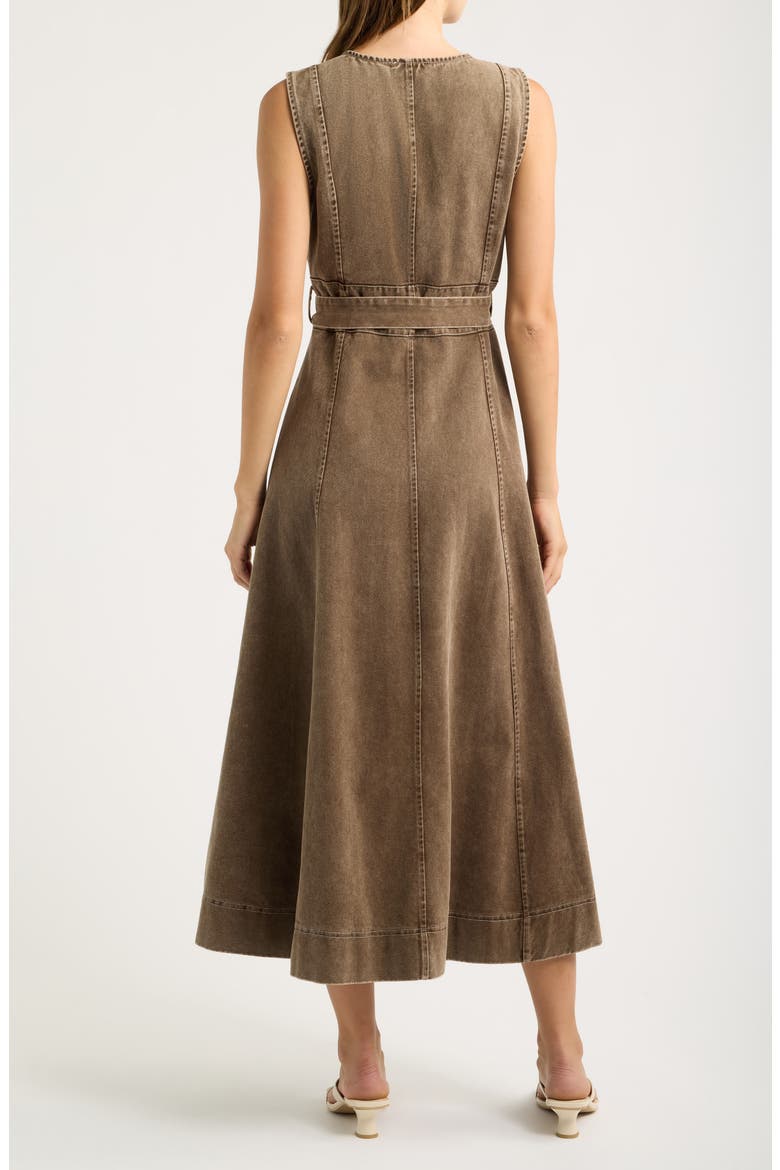 Western Sleeveless Midi Dress, Alternate, color, BROWN