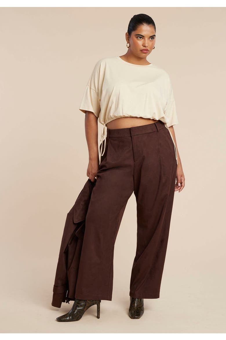 Faux Suede Wide Leg Pant, Alternate, color, CHICORY COFFEE