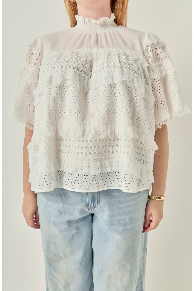 Lace Babydoll Top, Alternate, color, OFF WHITE