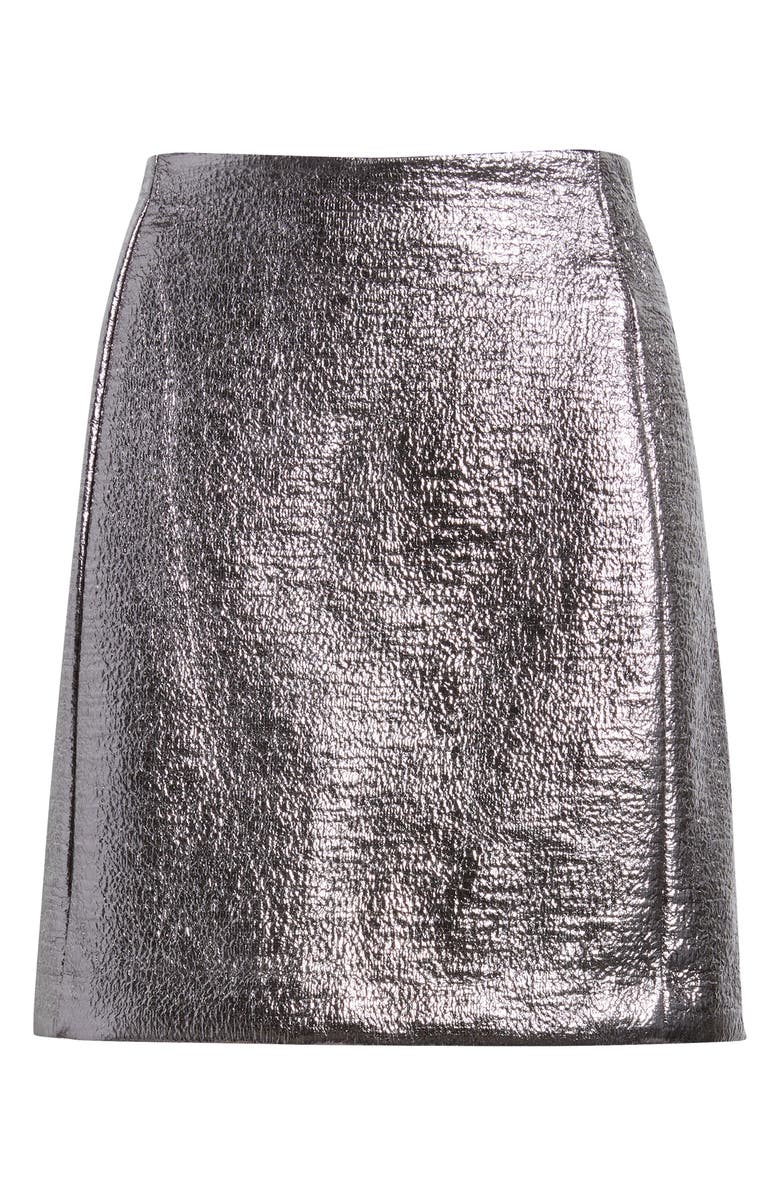 ICHI Ihlume Metallic Miniskirt, Alternate, color, Silver