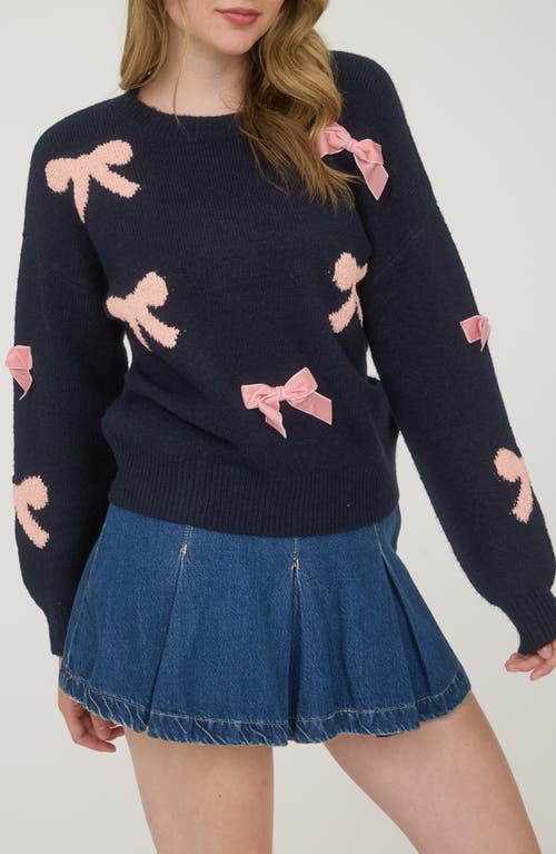 Blu Pepper Bow Embellished Sweater In Blue