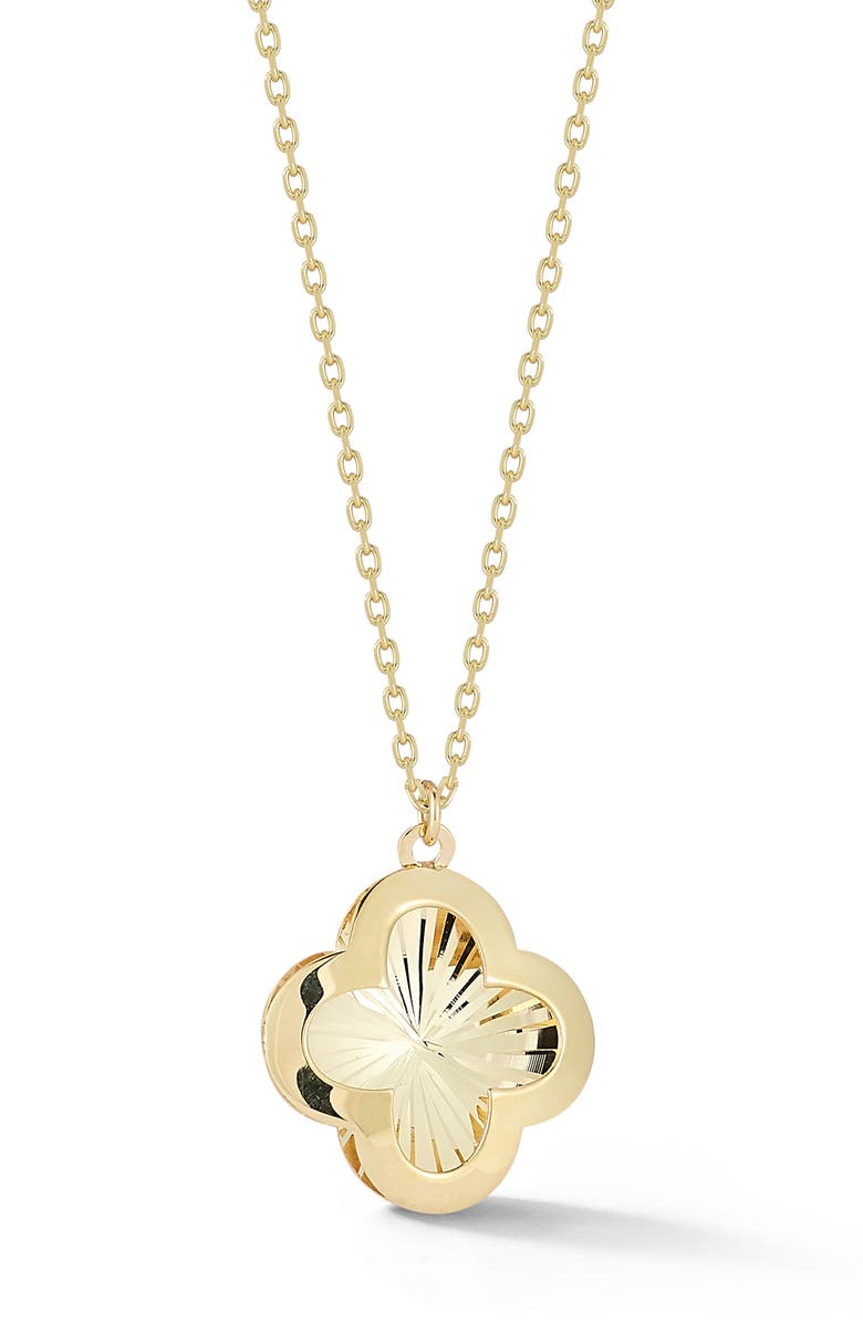 Ember Fine Jewelry 14K Yellow Gold Textured Clover Pendant Necklace, Main, color,