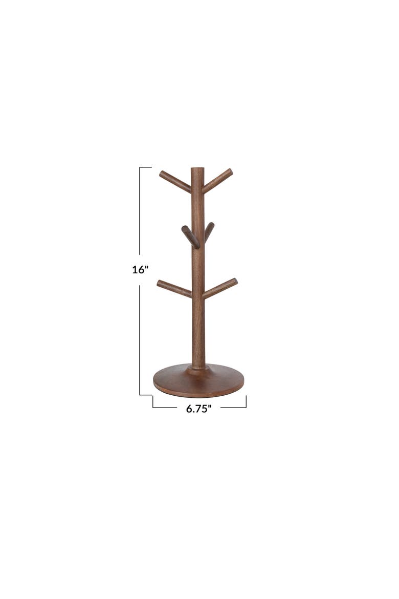 Mango Wood Mug Holder, Walnut Finish, Alternate, color, Natural