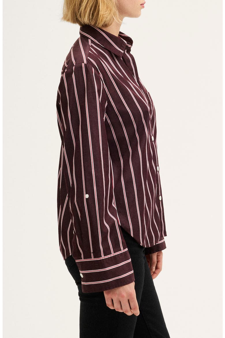 The Signature Stripe Y-Neck Shirt, Alternate, color, SMOKED CLARET STRIPE
