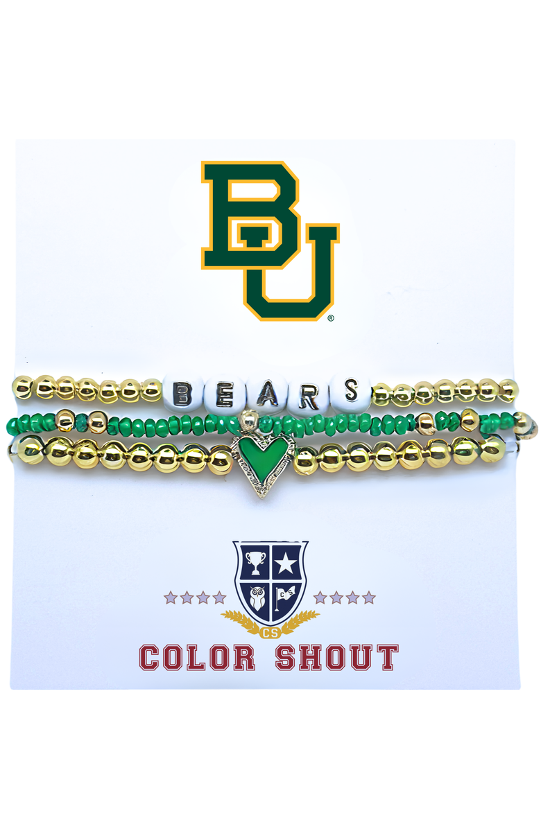 Color Shout Baylor University Love My College Bracelet Stack, Main, color, Yellow Gold