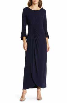 Bell Sleeve Gathered Waist Gown