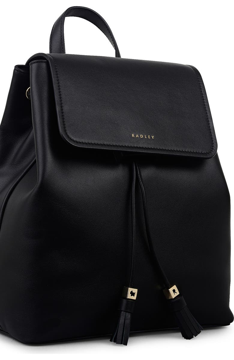 Radley Noble Alley Small Leather Flapover Backpack, Alternate, color, Black