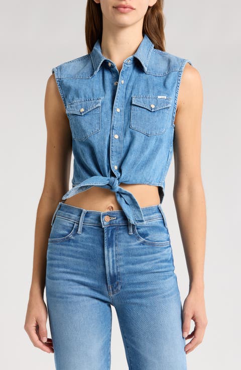 The Sleeveless Knotted Exes Button-Up Shirt