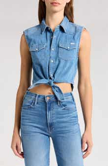 MOTHER The Sleeveless Knotted Exes Button-Up Shirt