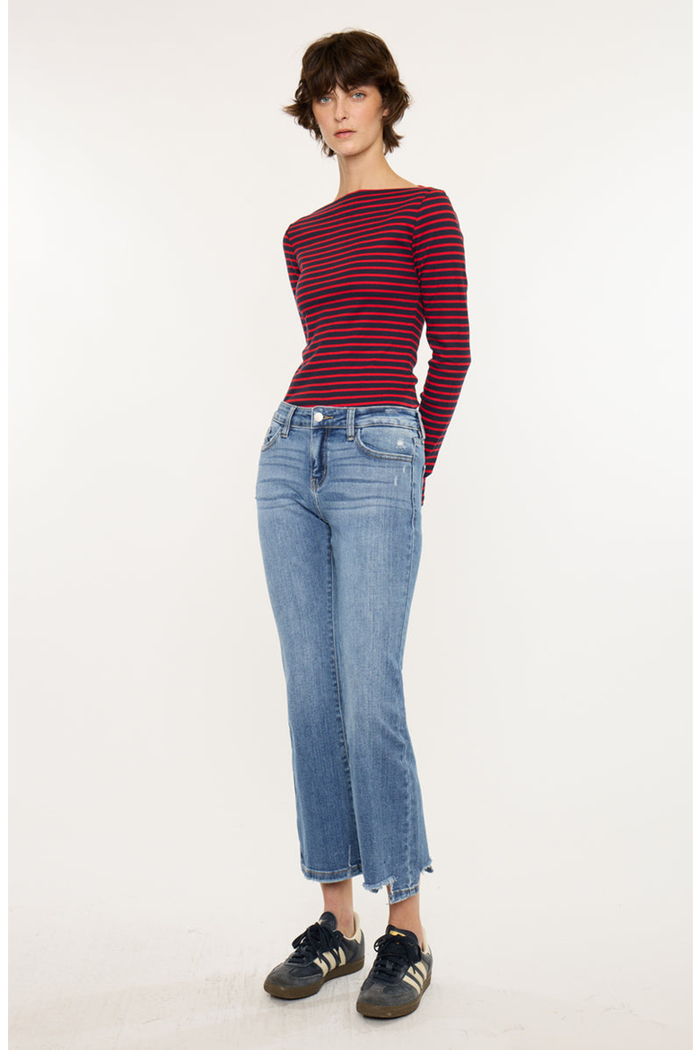 Savanna Essentials Mid Rise Cropped Flare Jeans, Alternate, color, Medium Wash