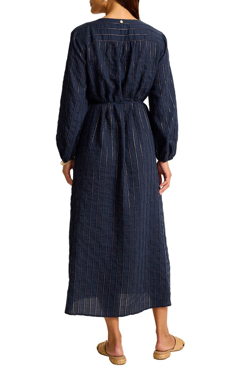 Tommy Bahama Metallic Stripe Long Sleeve Maxi Dress, Alternate, color, Coastline