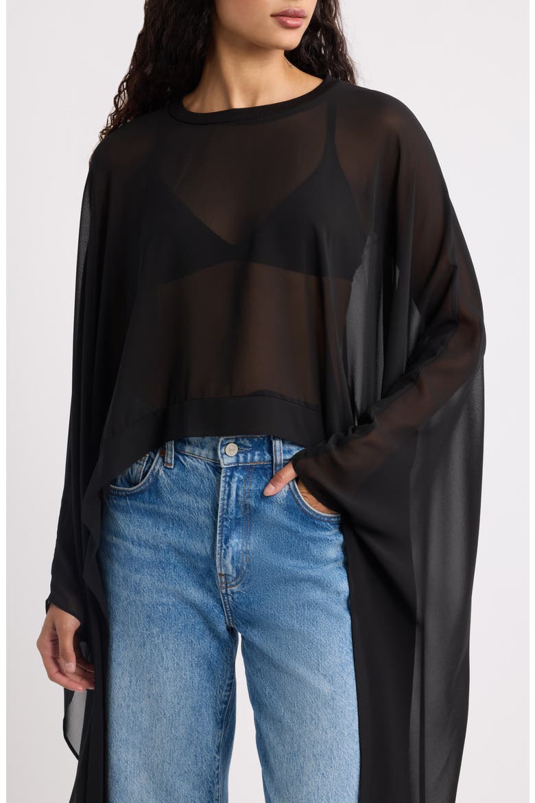 Silver Springs Cape Sleeve Top, Alternate, color, BLACK