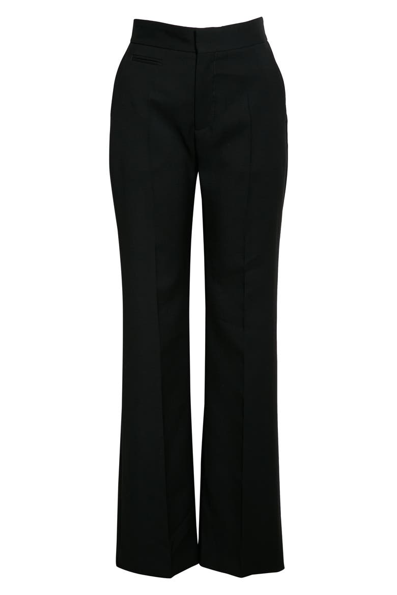 High Waist Flare Leg Wool Pants, Alternate, color, BLACK