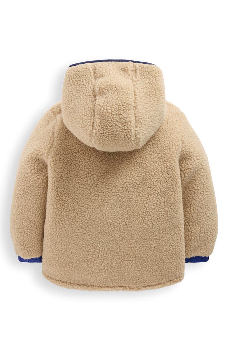 Mini Boden Kids' Reversible Cozy Hooded Jacket, Alternate, color, Beige/ Mazarine Blue