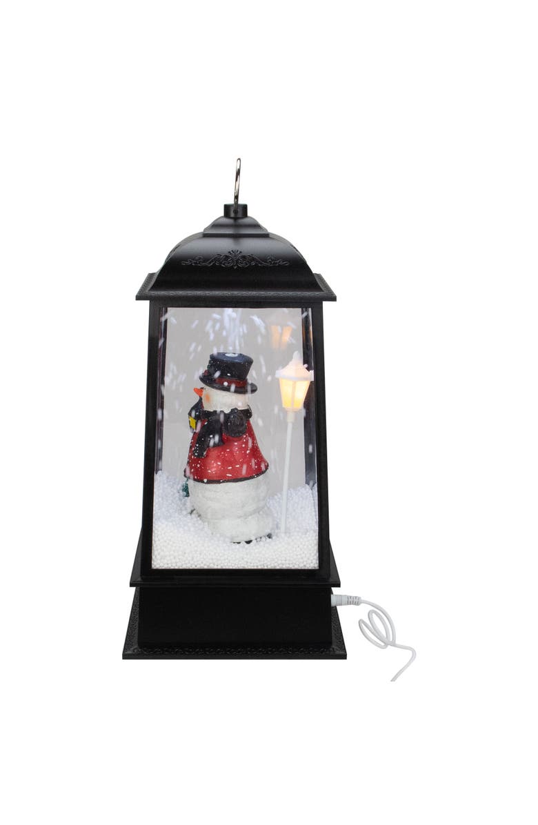 Northlight Lighted Snowman Christmas Lantern with Falling Snow - 13" - Black, Alternate, color, 