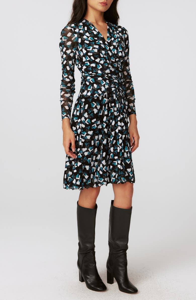 Diane von Furstenberg Brenda Long Sleeve Faux Wrap Dress, Alternate, color, 