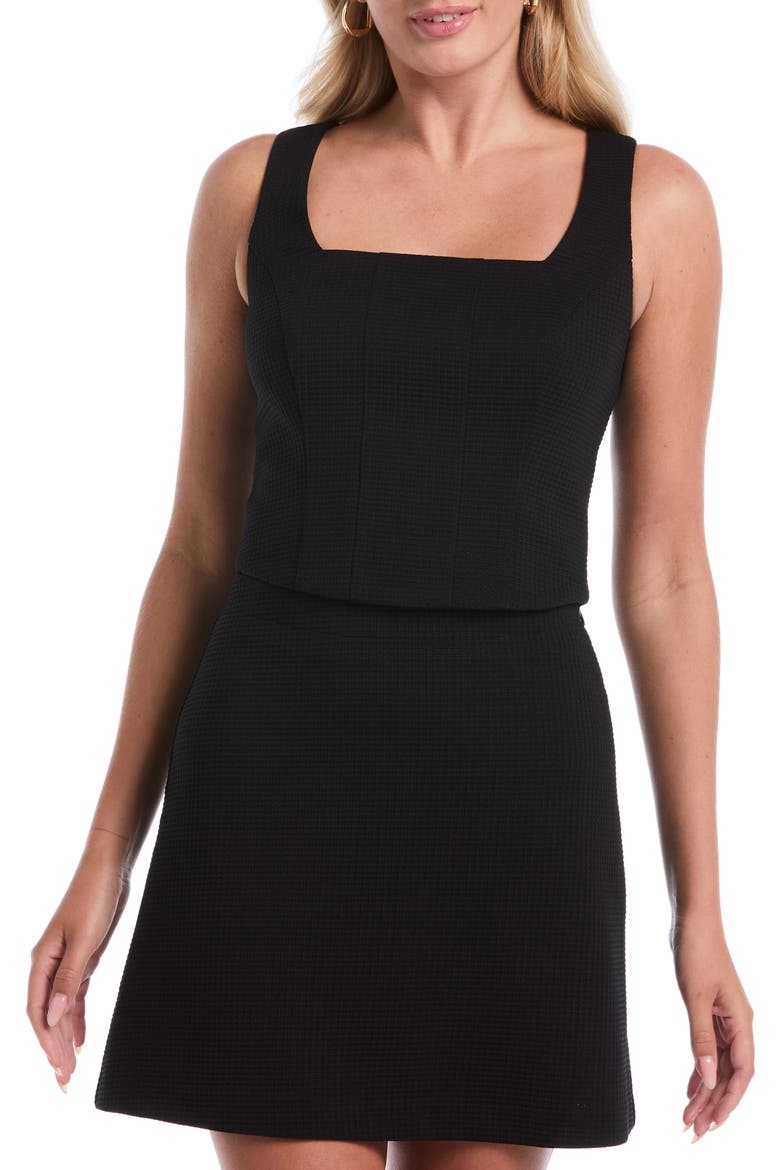 Waffle Knit Bustier Top, Main, color, BLACK