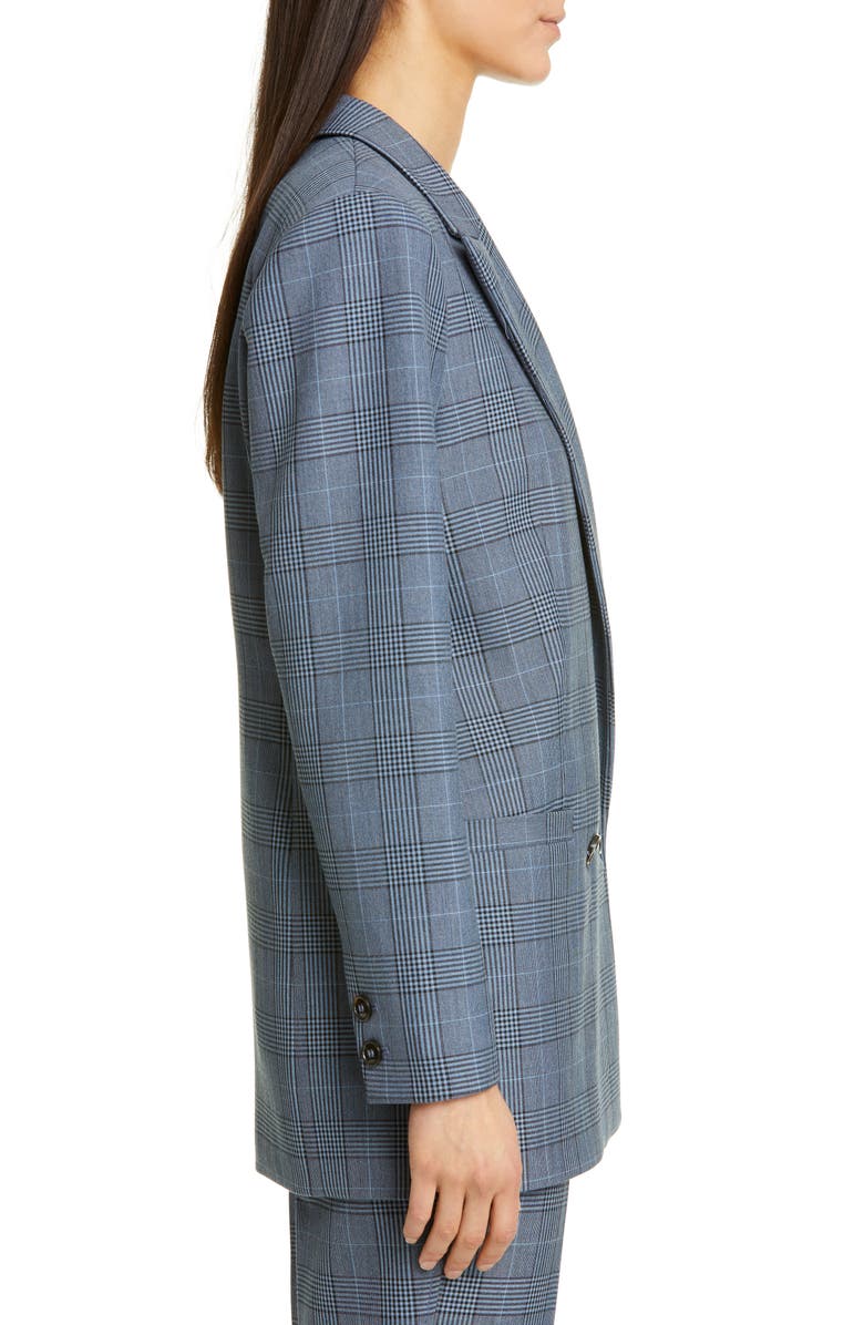 Ganni Double Breasted Plaid Suiting Blazer, Alternate, color,