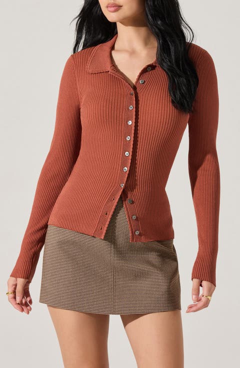 Keren Rib Polo Cardigan