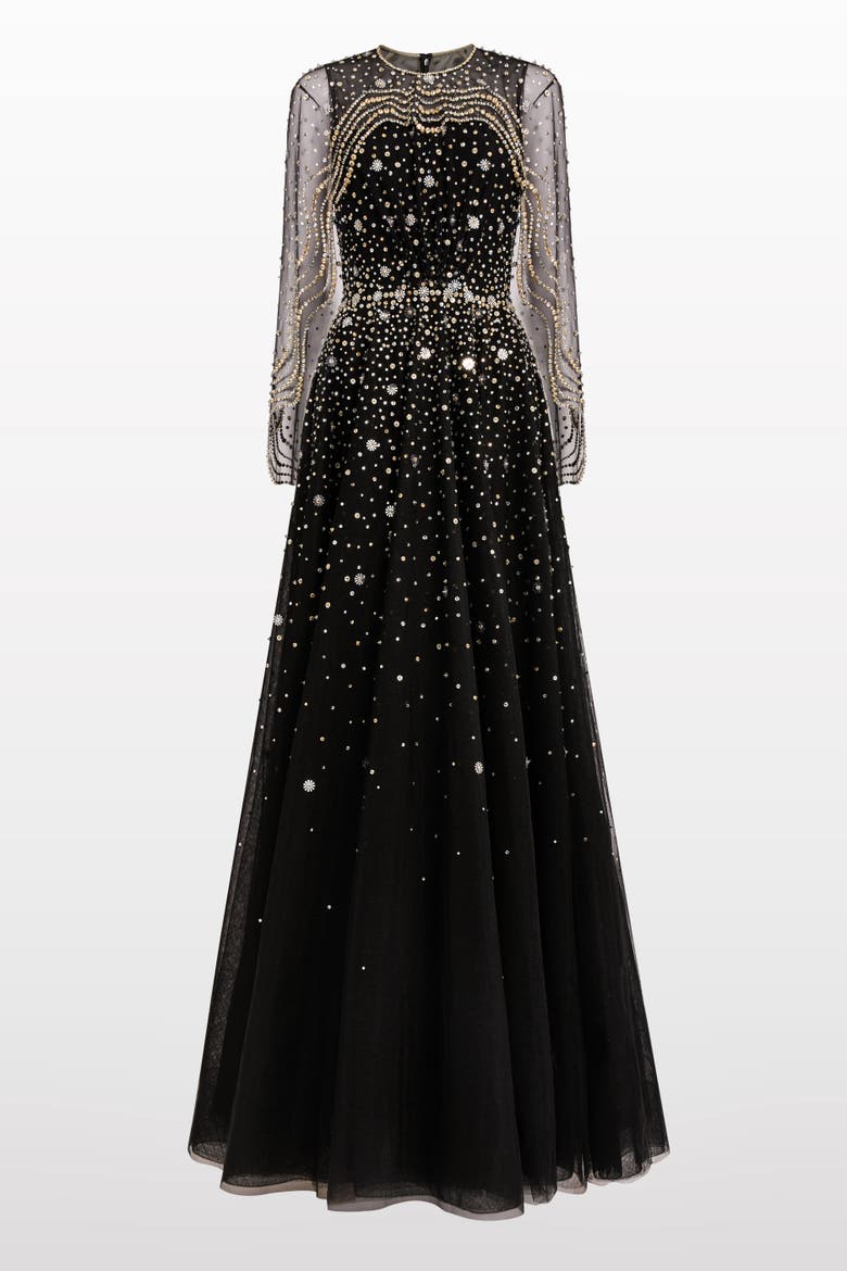Oliver Beaded-Appliqué Maxi Dress, Main, color, Liquorice