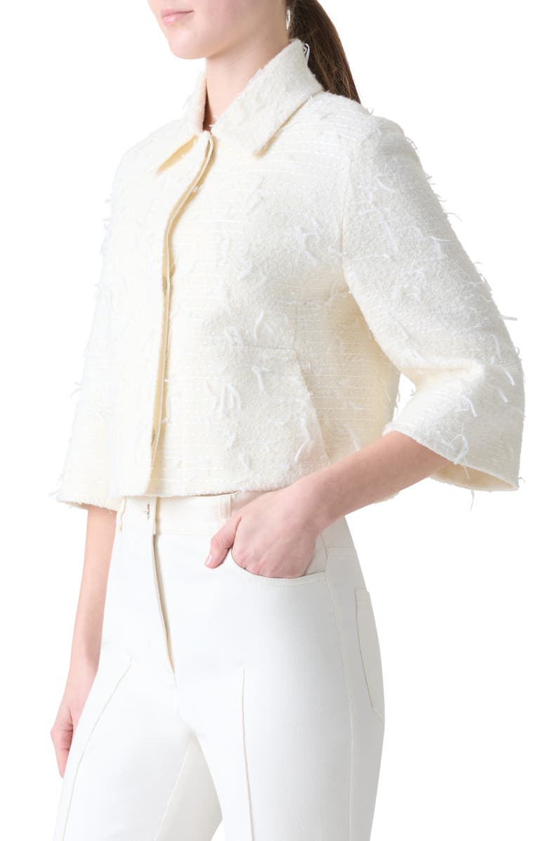 Akris Winslow Sequin Bouclé crop Jacket, Alternate, color, Ecru