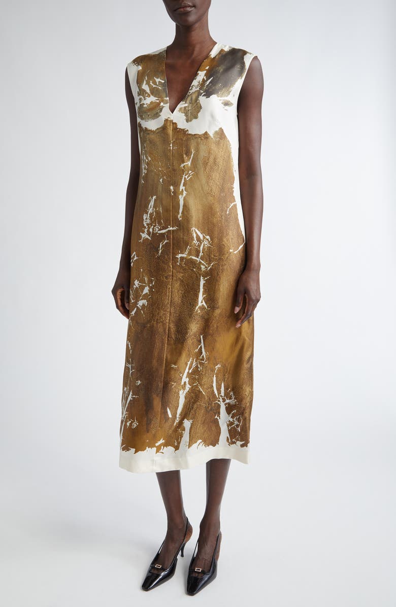 Altuzarra Cherie Body Print Silk Midi Dress, Main, color, 