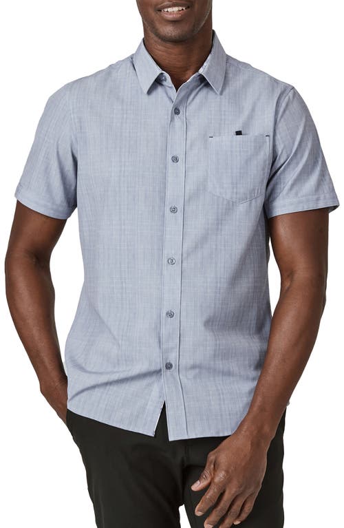 7 Diamonds Vista Stretch Short Sleeve Button-Up Shirt in Light Grey