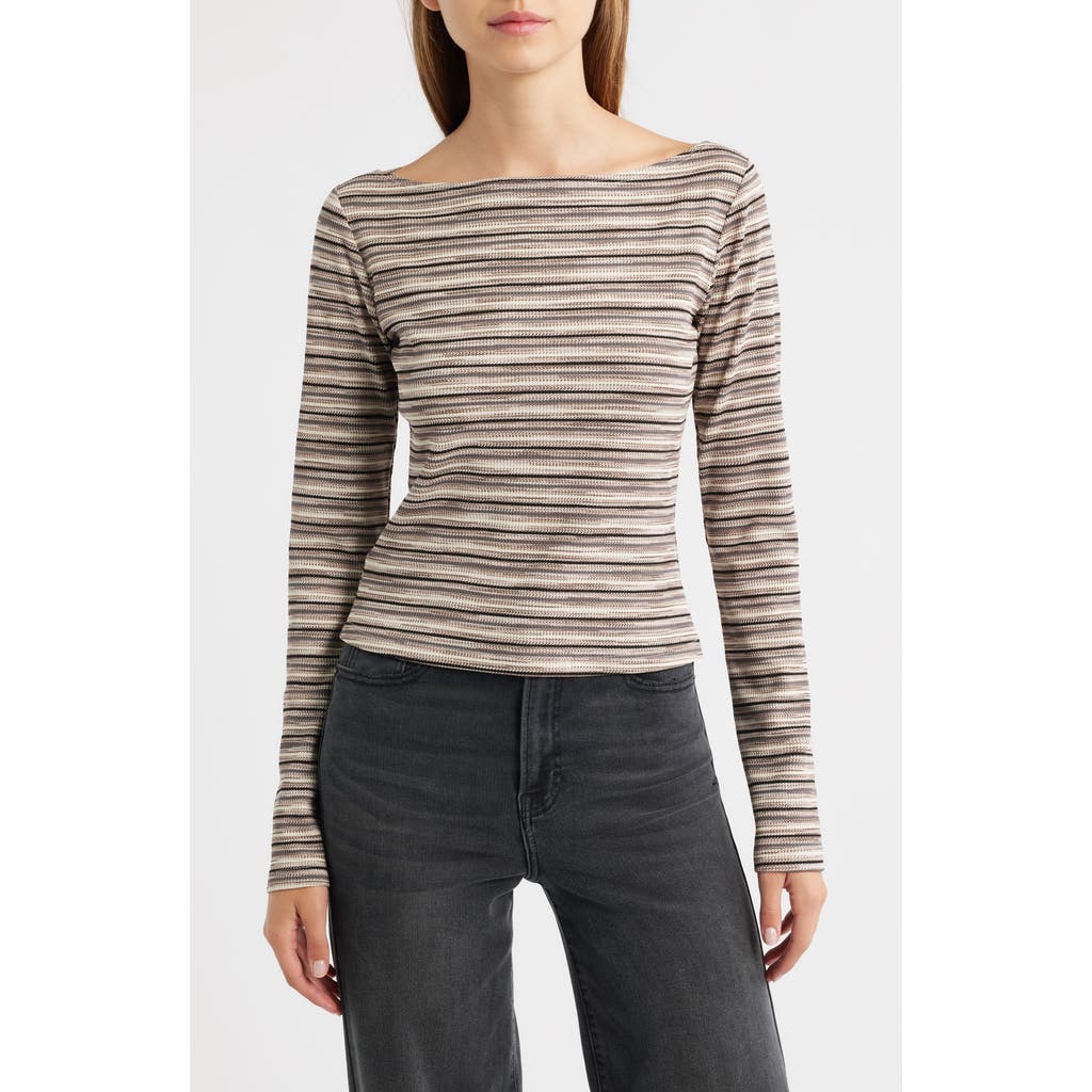 Reformation Wiley Knit Top Grey Stripe In Gray