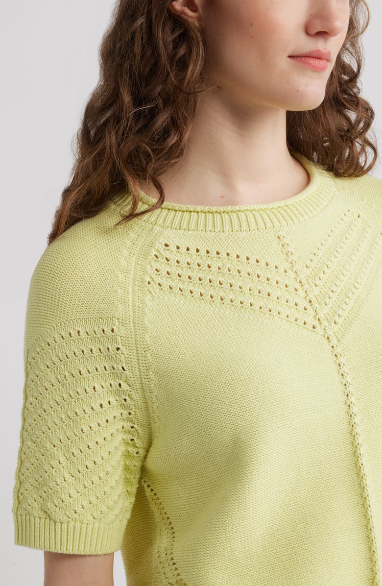 Treasure & Bond Pointelle Short Sleeve Cotton Sweater, Alternate, color,