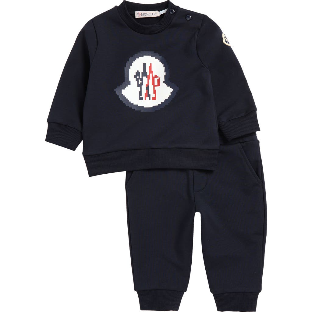 Moncler Kids' Logo Graphic Sweatshirt & Sweatpants Set In Navy