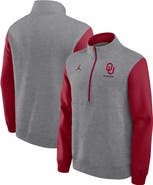 Jordan Brand Men's Jordan Brand Heather Gray Oklahoma Sooners Club Fleece Half-Zip Pullover