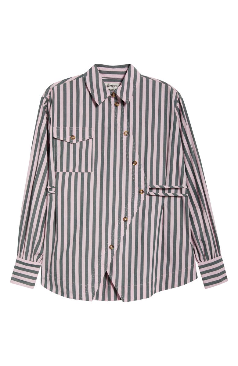 Damson Madder Lux Asymmetric Organic Cotton Shirt, Alternate, color, Pink Multi