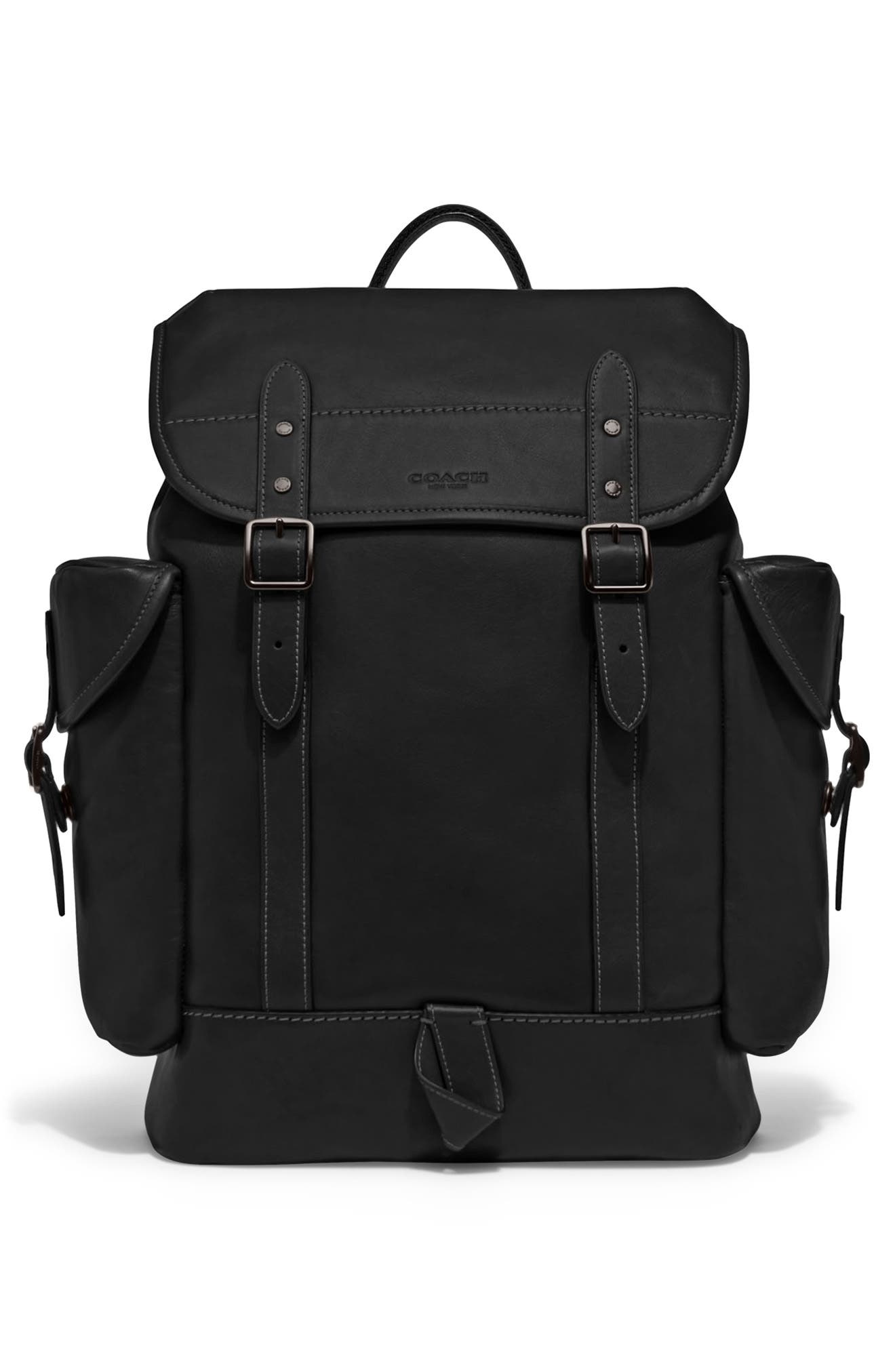 COACH Hitch Leather Backpack, Alternate, color, 