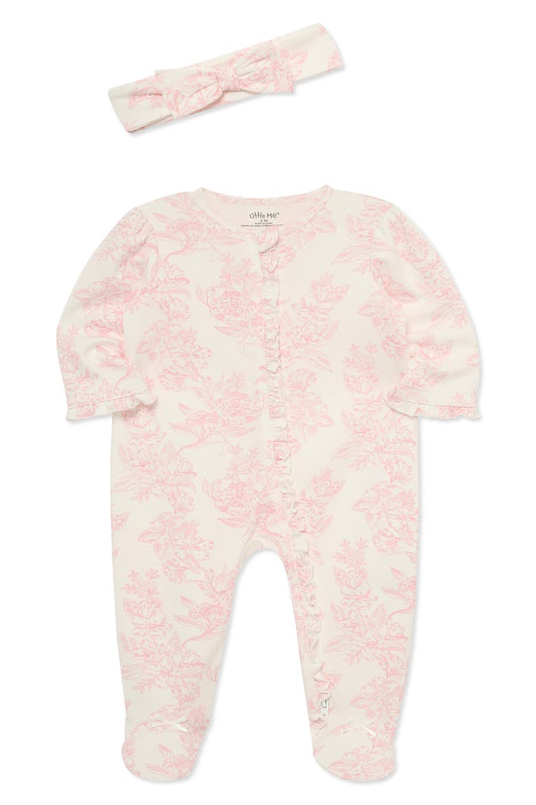 Kids' Rose Footie and Headband Set, Alternate, color, PINK