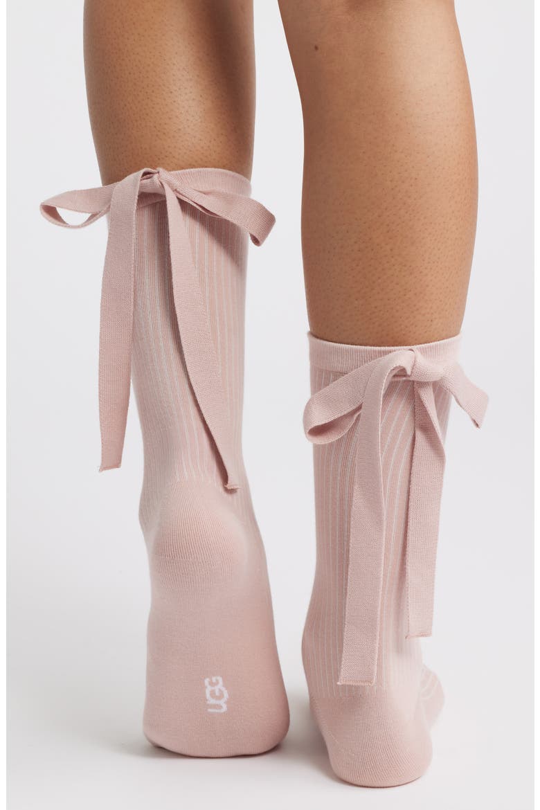 Serenella Bow Cotton Blend Crew Socks, Alternate, color, DUSK