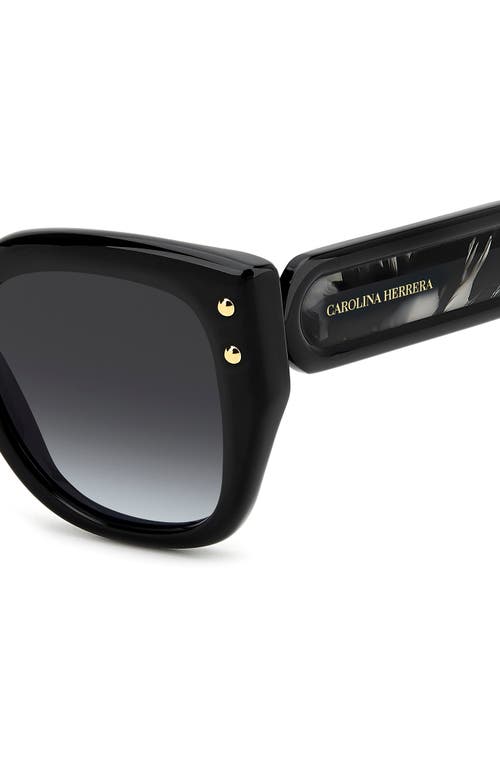 Carolina Herrera Her312 Logo-print Square Acetate Sunglasses In Black/dark Grey Sf