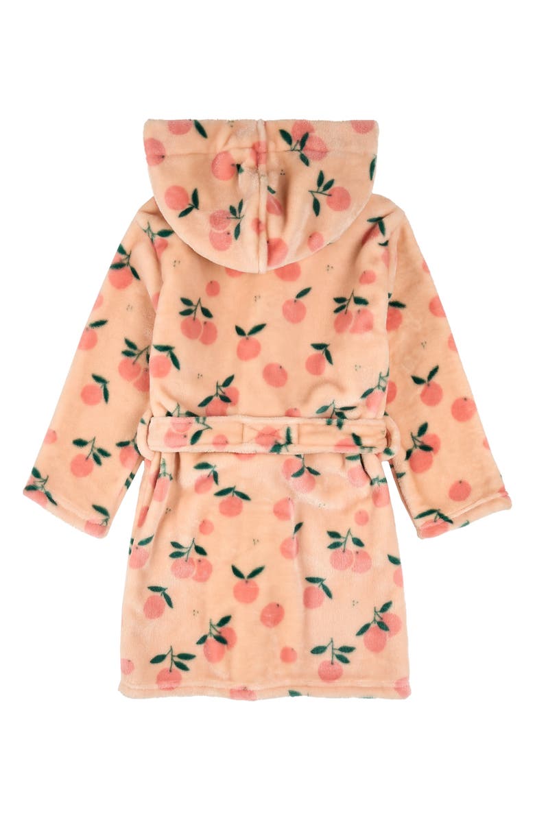 Petit Lem Kids' Orange Print Hooded Fleece Robe, Alternate, color,