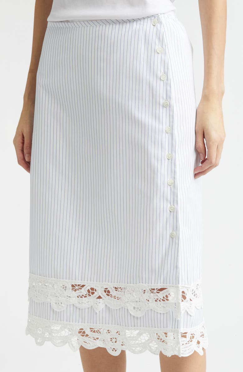 EENK Stripe Lace Trim Cotton Skirt, Alternate, color, Ivory/ Black