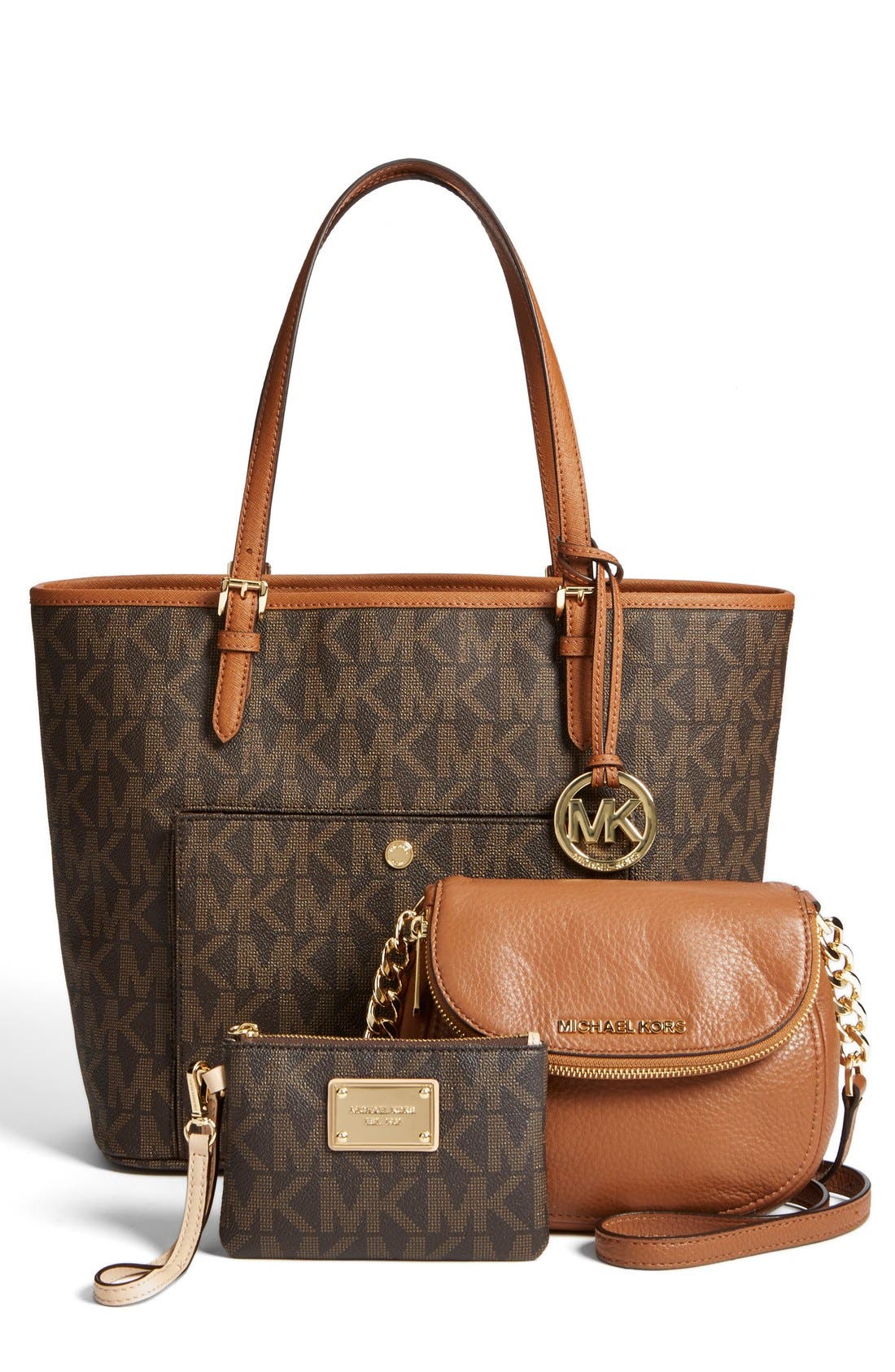 'Large Jet Set' Signature Snap Pocket Tote, Alternate, color, BROWN
