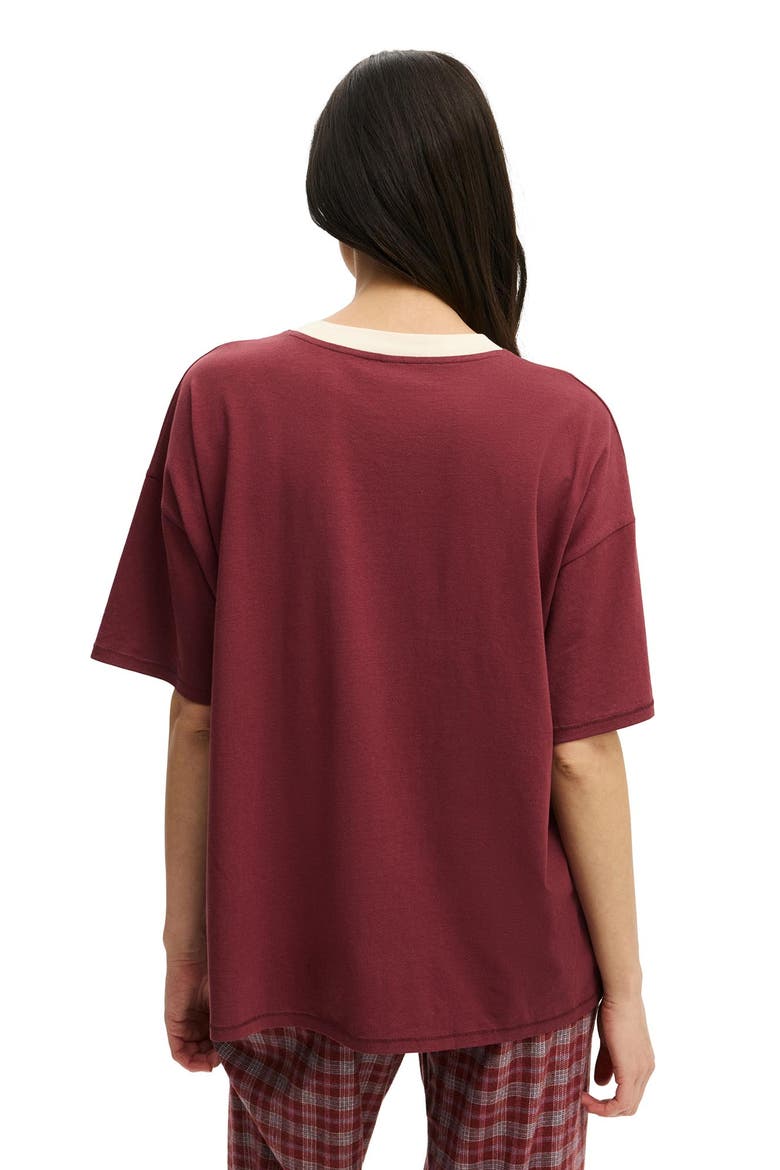 Women's 90's Oversized Sporty V-Neck Tee, Alternate, color, Burnt Apple Always Dreaming