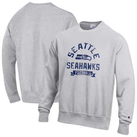 Men's Champion  Heather Gray Seattle Seahawks Reverse Weave Fleece Pullover Sweatshirt