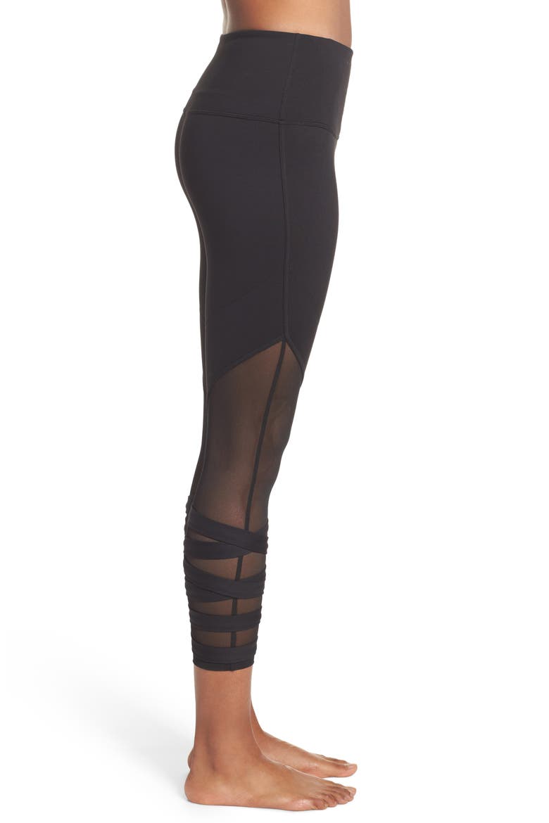 Covet High Waist Midi Leggings, Alternate, color, BLACK