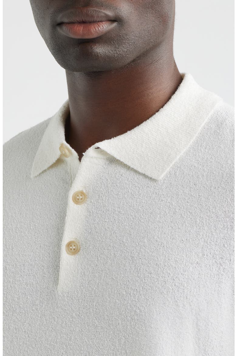 Solid Bouclé Polo, Alternate, color, WHITE