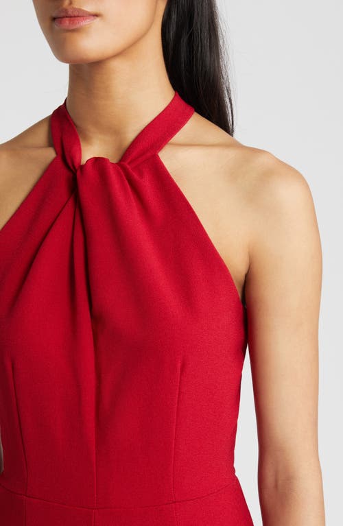 Julia Jordan Halter Neck Wide Leg Jumpsuit In Burgundy