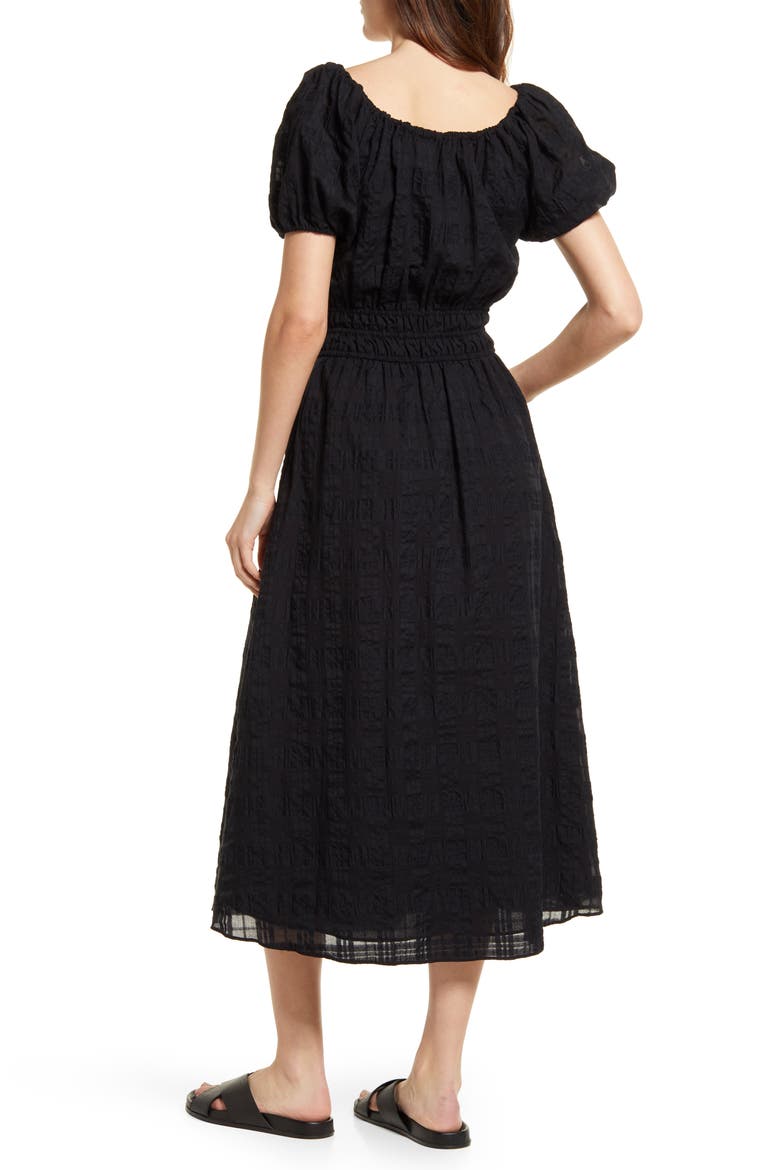 Check Seersucker Sophia Dress, Alternate, color, TRUE BLACK