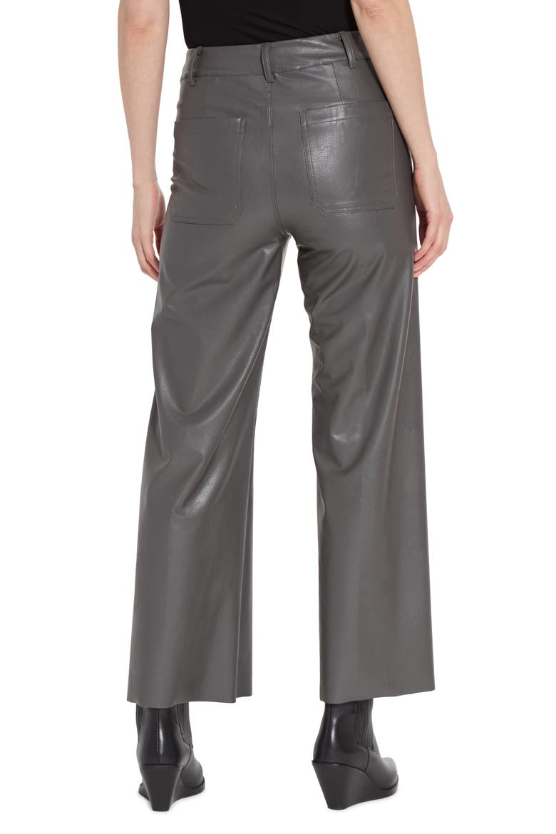 High Waist Faux Leather Wide Leg Pants, Alternate, color, GRAY ASH