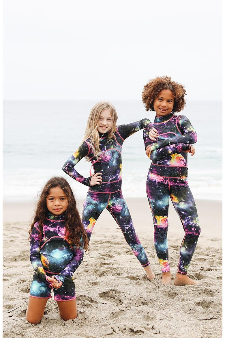 Girls' Full-Body One-Piece Swimsuit - UPF 50+, Alternate, color, Galaxy Nebula