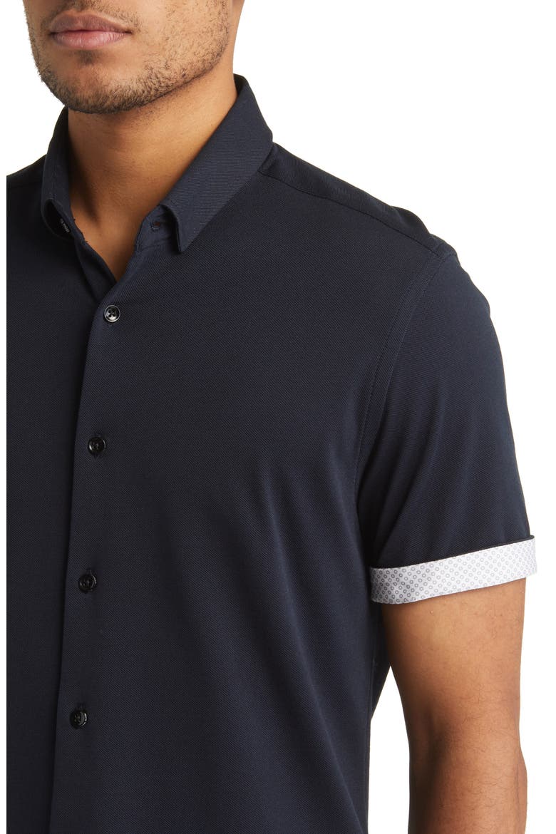 DRY TOUCH® Performance Piqué Knit Button-Up Shirt, Alternate, color, BLACK