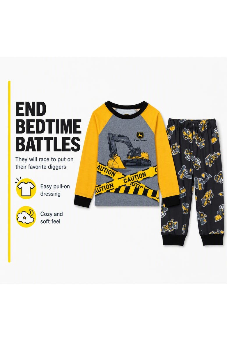 Pajama Shirt And Pants Set, Alternate, color, Grey and Yellow