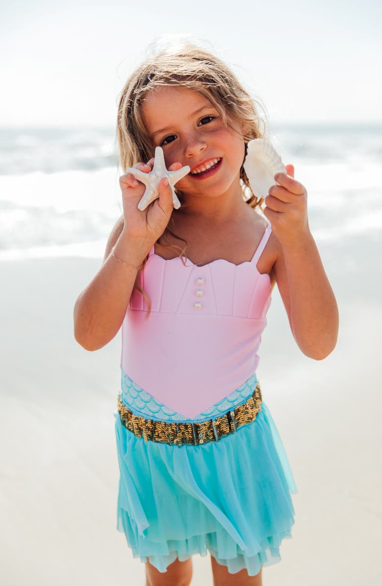 Feather 4 Arrow Kids' Sea Princess Tulle Skirt, Alternate, color, Aqua Crystal